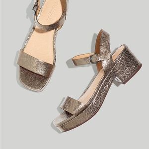 Madewell The Lina Platform Sandal in Crinkled Leather